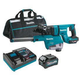 Makita GRH07M1W 40V max XGT® Brushless Cordless 1-1/8 Inch AVT® Rotary Hammer (D-Handle) Kit w/ Dust Extractor, accepts SDS-PLUS bits, AFT®, AWS® Capable, with one battery (4.0Ah)