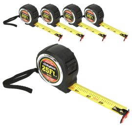 Big Horn 19643-5PK 25 ft. Compact Auto Lock Tape Measure with Magnetic Hook - 5/Pack