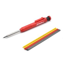 Big Horn 19847 Mechanical Carpenter Pencil with Built-in Sharpener Comes with 3 Colors 6 Refills (Red/Black/Yellow)