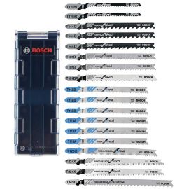 Bosch T18CHCL T-Shank Wood and Metal Cutting Jig Saw Blade Set with Brute Case  - 18 Pieces