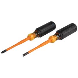 Klein Tools 33732INS Screwdriver Set, Slim Tip Insulated Phillips and Cabinet Tips, 2 Piece