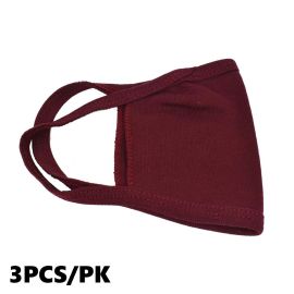 Interstate Safety 40358-3PK Reusable Unisex Face Mask with Round/Ear Loop - 100% Cotton (MAROON) - 3/Pack