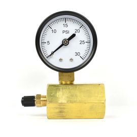 Thrifco 4402336 Gas Pressure Test Gauge 0-30 PSI with 1/2 PSI Increment, 3/4 Inch FNPT Connection, Brass Valve