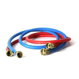 Thrifco 4402745 Washing Machine Reinforced Rubber Hose Set 5ft Hot (Red) / Cold (Blue) with 3/4 Inch GHT Connectors on Both Ends