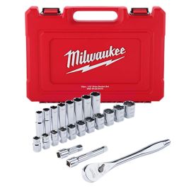 Milwaukee 48-22-9410 22 pc 1/2 Inch Drive SAE Ratchet and Socket Set with FOUR FLAT™ Sides