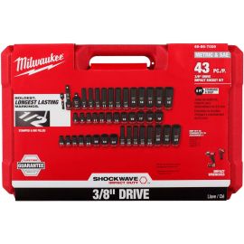 Milwaukee 49-66-7009 43 pc. SHOCKWAVE Impact Duty™ 3/8 Inch Drive SAE & Metric Deep 6 Point Socket Set