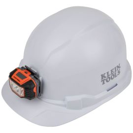 Klein Tools 60107 Hard Hat, Non Vented, Cap Style with Headlamp, White