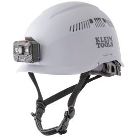Klein Tools 60150 Safety Helmet, Vented Class C, with Rechargeable Headlamp, White