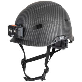Klein Tools 60515 Safety Helmet, Premium KARBN Pattern, Non-Vented, Class E, Headlamp