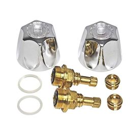 Thrifco 9400004 Aftermarket Lavatory/Kitchen 2-Handle Rebuild Kit for Price Pfister Verve Faucets, Metal Handles (HOT/COLD) with Brass Stems & Seats Replaces Danco 39679