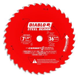 Freud D0736CF Diablo 7-1/4 in. x 36‑Tooth Cermet II Saw Blade for Metal & Stainless Steels