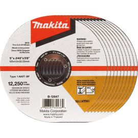 Makita B-12647-10 5 Inch x .040 Inch x 7/8 Inch INOX Thin Cut-Off Wheel, 10/pk