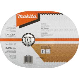 Makita B-12669-10 7 Inch x 1/16 Inch x 7/8 Inch INOX Thin Cut-Off Wheel, 60 Grit, 10/pk