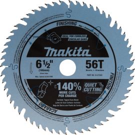 Makita B-57342 6-1/2 Inch 56T Carbide-Tipped Cordless Plunge Saw Blade, Wood, MDF, Laminate