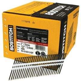 Bostitch RH-S10D131EP 3 Inch x .131 Smooth Shank 21 degree Plastic Collated Stick Framing Nails 4,000-Qty
