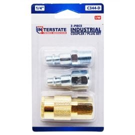 Interstate Pneumatics C344 3-Pieces 1/4 Inch Industrial Coupler / Plug Kit