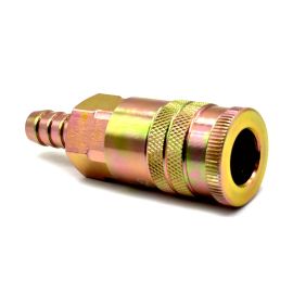 Interstate Pneumatics CH883 1/2 Inch Industrial Yellow Steel Coupler with 1/2 Inch Barb