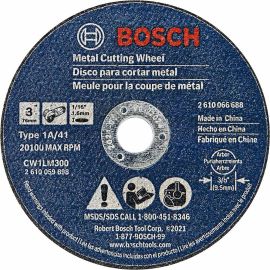 Bosch CW1LM300 3 Inch x 1/16 Inch 3/8 Inch Arbor Type 1 Metal Cutting Wheel - 5 Pieces