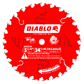 Freud D0524X Diablo 5-3/8 Inch 24 Tooth ATB Framing Cordless Trim Saw Blade