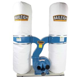 Baileigh DC-2300B 3HP 220V 1Ph Bag Style Dust Collector, 2300 CFM, 30 Micron Upper and Lower Bags