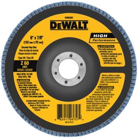Dewalt DW8381 6 Inch X 7/8 Inch Z60 T29 Hp Flap Disc Bulk (10 Pack)