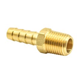 Interstate Pneumatics FM45 Brass Hose Barb Fitting, Connector, 5/16 Inch Barb X 1/4 Inch NPT Male End