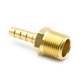 Interstate Pneumatics FM64 Brass Hose Barb Fitting, Connector, 1/4 Inch Barb X 3/8 Inch NPT Male End