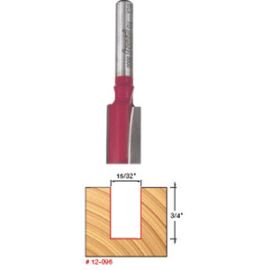 Freud 12-096 15/32 Inch Diameter by 3/4 Inch Single Flute Straight Router Bit with 1/2 Inch Shank