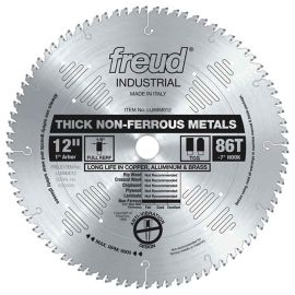 Freud LU89M012 12 Inch 86 Tooth TCG Non-Ferrous Metal Cutting Saw Blade with 1 Inch Arbor
