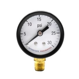 Interstate Pneumatics G2001-030 Pressure Gauge 0-30 PSI 1-1/2 Inch Diameter 1/8 Inch NPT Bottom Mount