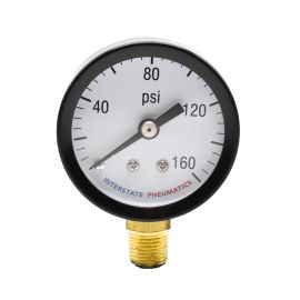 Interstate Pneumatics G2001-160 Pressure Gauge 160 PSI 1-1/2 Inch Diameter1/8 Inch NPT Bottom Mount