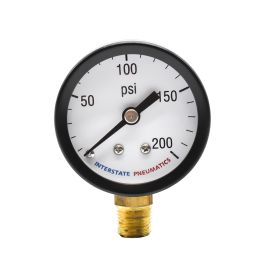 Interstate Pneumatics G2001-200 200 PSI 1-1/2 Inch Diameter 1/8 Inch NPT Bottom Mount Pressure Gauge