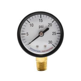 Interstate Pneumatics G2012-030 Regular Air Pressure Gauge 30 PSI 2 Inch Diameter 1/4 Inch NPT Bottom Mount