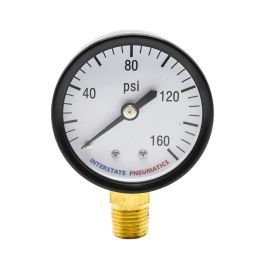 Interstate Pneumatics G2012-160 Pressure Gauge 160 PSI 2 Inch Diameter 1/4 Inch NPT Bottom Mount
