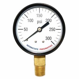 Interstate Pneumatics G2022-300 Pressure Gauge 300 PSI 2 -1/2 Inch Diameter 1/4 Inch NPT Bottom Mount