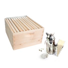 GoodLand Bee Supply GL-1BK-TK2 Beekeeping Beehive Brood Complete Kit includes Frames, Foundations, Spacer & Smoker