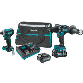 Makita GT200D 40V Max XGT Brushless Lithium-Ion 1/2 in. Cordless Hammer Drill Driver/ 4-Speed Impact Driver Combo Kit (2.5 Ah)