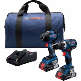 Bosch GXL18V-238B25 18V 2-Tool Combo Kit with Connected-Ready 1/4 Inch Hex Impact Driver, Connected-Ready Compact Tough 1/2 Inch Drill/Driver and (2) CORE18V 4.0 Ah Batteries