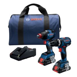 Bosch GXL18V-251B25 18V 2-Tool Combo Kit with Connected-Ready Freak 1/4 Inch and 1/2 Inch Two-In-One Impact Driver, Connected-Ready Compact Tough 1/2 Inch Hammer Drill/Driver and (2) CORE18V 4.0 Ah Compact Batteries