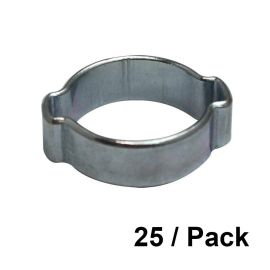 Interstate Pneumatics H611-25PK 25/PK 9-11 mm Zinc Plated Double Ear Steel Automotive/Hand Tool Hose Clamp