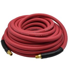 Interstate Pneumatics HA48-025E-6 Red Rhino Rubber Hose 1/2 Inch x 25 feet with 3/8 Inch Male NPT Fitting 300 PSI 4:1 Safety Factor