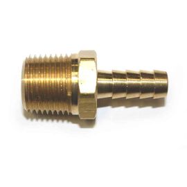 Interstate Pneumatics FM86 Brass Hose Barb Fitting, Connector, 3/8 Inch Barb X 1/2 Inch NPT Male End