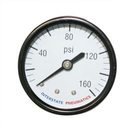 Interstate Pneumatics G2112-160 Pressure Gauge 160 PSI 2 Inch Diameter 1/4 Inch NPT Rear Mount
