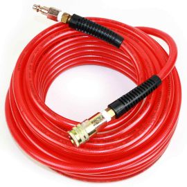Interstate Pneumatics HA04-050H44 1/4 Inch 50 feet Red Translucent PVC Hose Kit with 1/4 Inch Steel Coupler and Plug