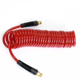 Interstate Pneumatics HR34-015 Red Polyurethane Recoil Hose 1/4 Inch x 15 feet Solid Fittings