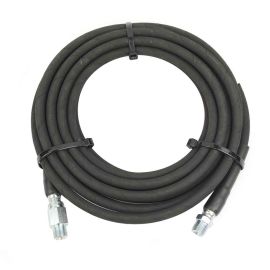 Interstate Pneumatics PW7200 Steel Braid Black Rubber Hose,1/4 Inch x 25 ft with 3/8 Inch MNPT Fixed & Swivel, W/T Sleeve, 4000 PSI