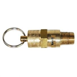 Interstate Pneumatics V165-8 ASME Brass Safety Valve w/pull Ring 1/8 Inch MPT 165 PSI