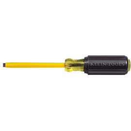 Klein Tools 620-4 Coated 1/4 Inch (6 mm) Cabinet-Tip Screwdriver4 Inch (102 mm) Heavy-Duty Round-Shank