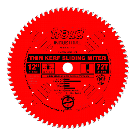 Freud LU91R012 12 Inch 72 Tooth ATB Thin Kerf Sliding Miter Saw Blade with 1 Inch Arbor and PermaShield Coating