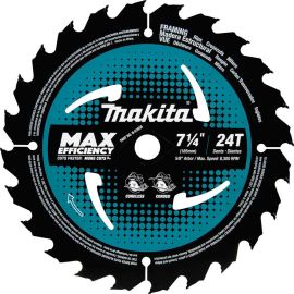 Makita B-61656 7‑1/4 Inch 24T Carbide‑Tipped Max Efficiency Circular Saw Blade, Framin